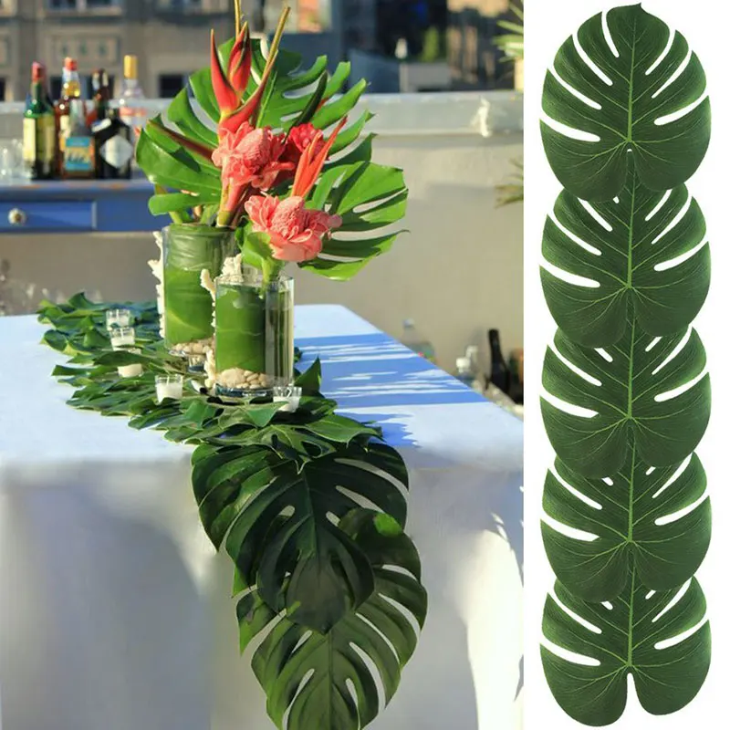 

12 pcs Tropical Imitation Plant Leaves 8" Hawaiian Party Jungle Beach Theme Decorations for Birthday DAG-ship