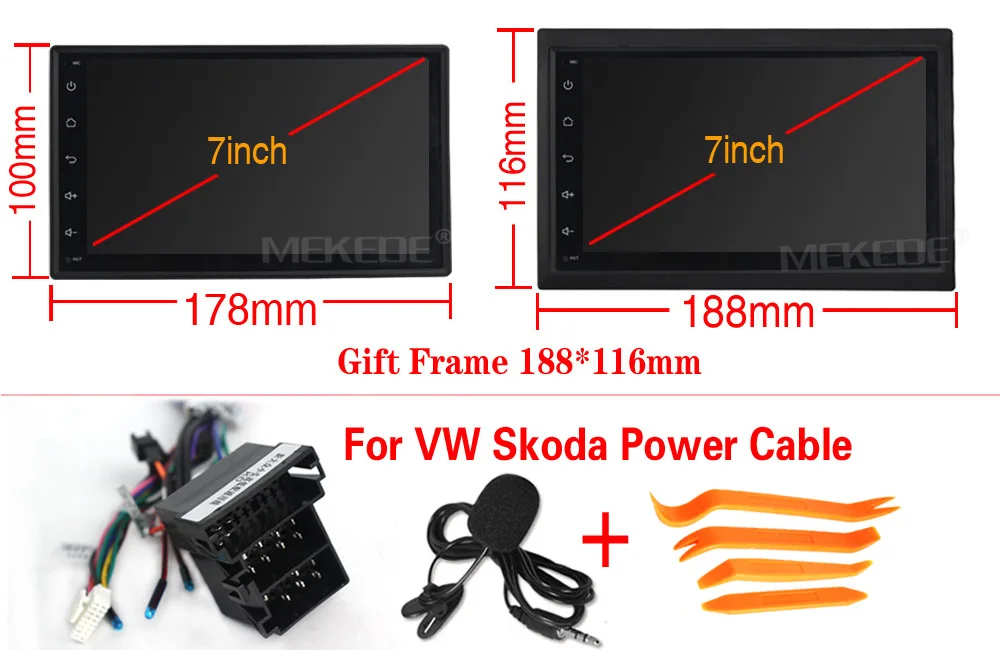 2Din Android 8,1 автомобильный dvd-плеер радио для Nissan Volkswagen TOYOTA Honda KIA hyundai Lada mazda Универсальный Автомобильный gps навигатор - Цвет: For skoda cable
