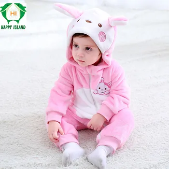 

Spring Flannel Baby Romper Newborn Jumpsuits Soft Cartoon Animal Rabbit Infant Onesie Long Sleeve Baby Girl Clothes Outwear