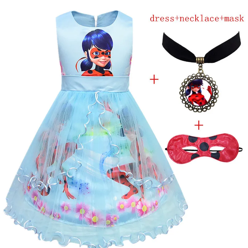 

2019 Summer Girls Dress Moana Ladybug lace Beauty Sleeveless cartoon Princess Dresses wedding Costume Party Kids Clothing