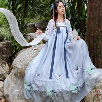 

Hanfu 2019 Summer New Hanfu Women'S National Clothes Chinese Ancient Female Costume Lady Chinese Folk Dance Stage Dress DL3762