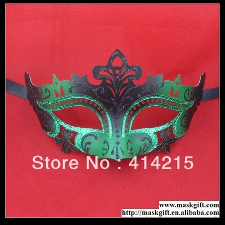 Maskgift D002-GBK Высококачественная зеленая черная сверкающая блестящая пластиковая маска разных цветов