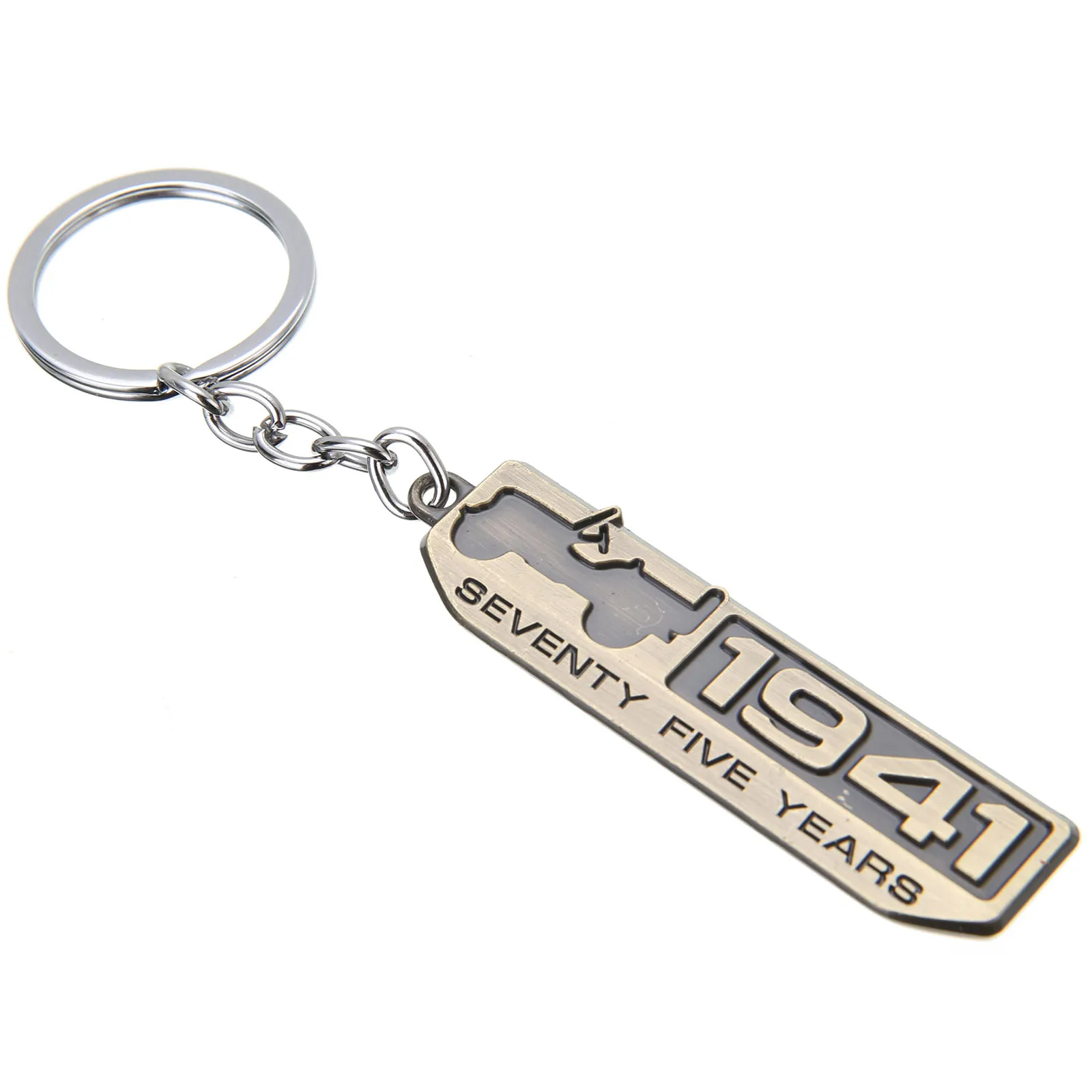 1pc Car Metal Cool Key Ring SEVENTY FIVE YEARS 1941 Keychain Key Ring Keyfob For Car Jeep Keyring Accessory