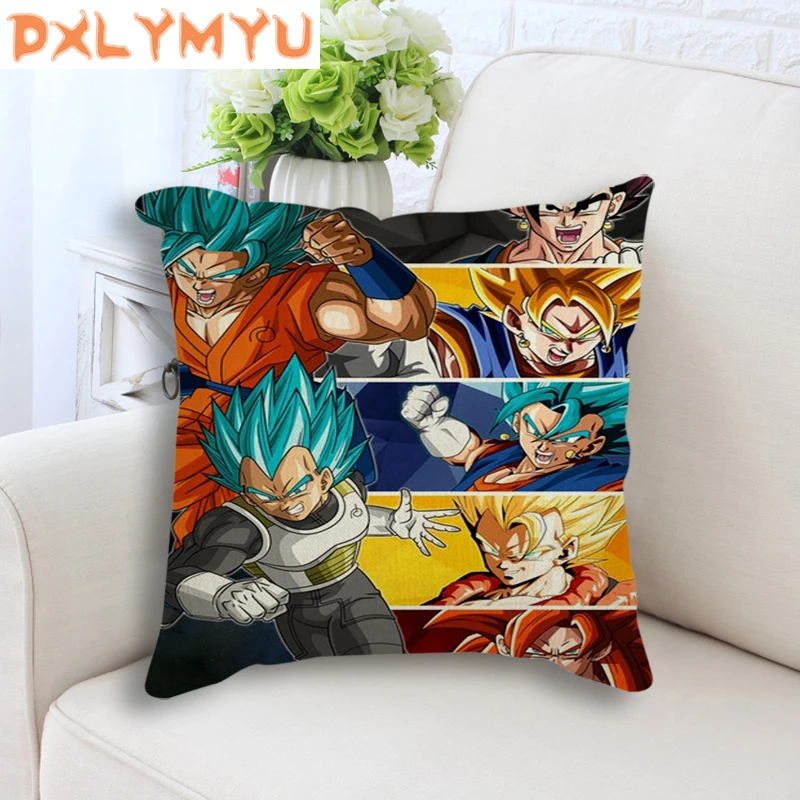 Мультяшная подушка для дивана, льняная хлопковая наволочка для подушки Toriyama Akira Dragon Ball Son Goku Saiyan, наволочка с изображением аниме-плаката