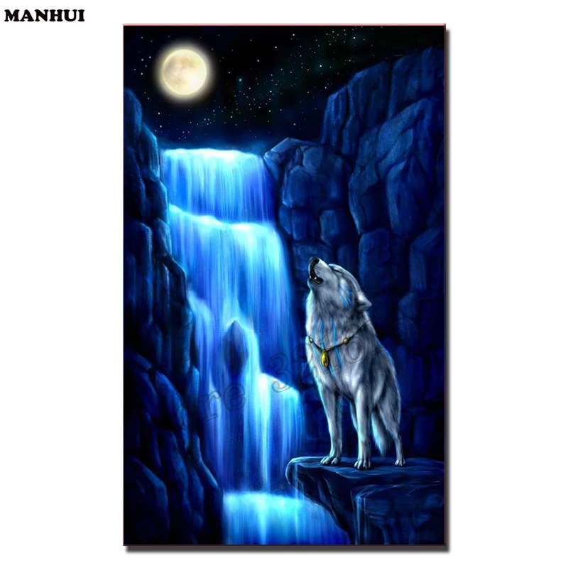 

Volledige vierkante / ronde diamant 5D DIY Diamond Painting "Moon Wolf" Diamond geborduurd Diamond Mosaic Home Decor SSA139