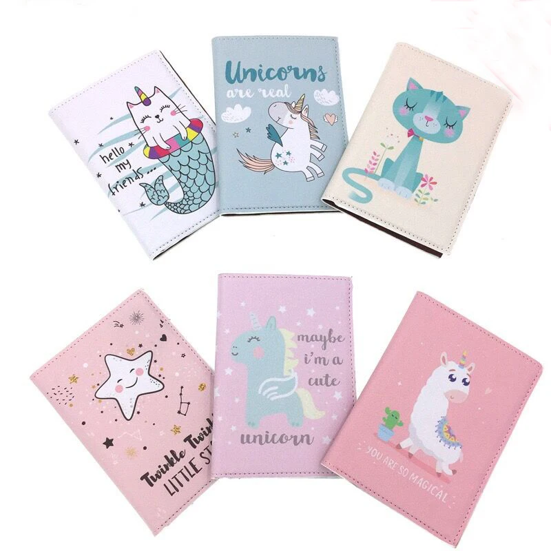 

Unicorns Star Cat Travel Passport Bag cover Mermaid Alpaca Fox Girls Plane ticket Passport Box Ticket Case Bank Bus Card Holder