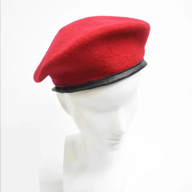 Популярная модная Военная солдатская армейская шапка унисекс Мужская Женская зимняя теплая шерстяная берет - Цвет: Red for adult