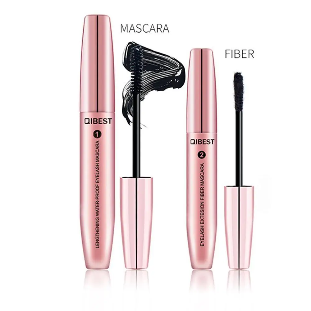 

Qibest 4D Black Silk Fiber Mascara Makeup Set Eyelash Extension Lengthening Volume 4D Mascara Waterproof Cosmetics 2pcs/Lot