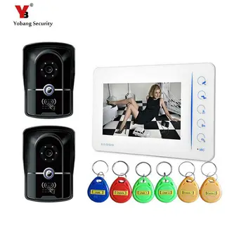 

Yobang Security freeship 7"Color Monitor Home Kit max up to 200pcs ID cards video door phone Door Eye Doorbell Video door Camera