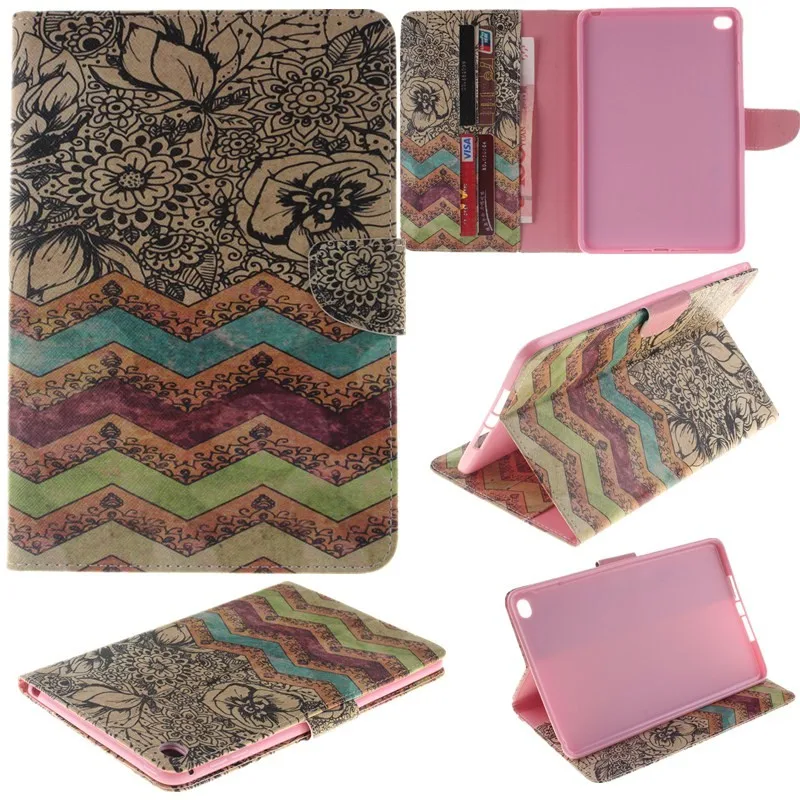 Fashion Two Side Flower Flip Wallet Case For Apple iPad Mini 4 Case PU Leather Stand Tablet Cover Case With Card Money Holder (72)