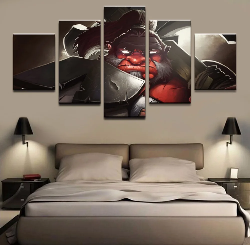 5 Panel Modern Canvas Printed Game Poster Axe DOTA 2 Home Decor Wall Art Canvas Painting Pictures A