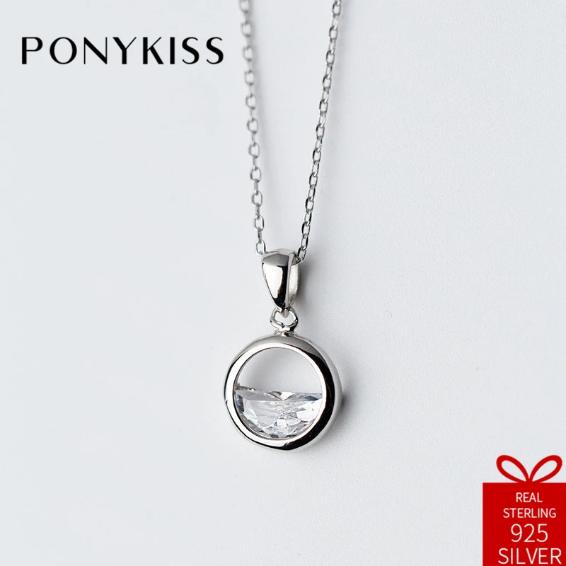 

PONYKISS Romantic 100% 925 Solid Sterling Silver Zircon An Spring Pendant Necklace Chain Women Fine Jewelry Anniversary Party