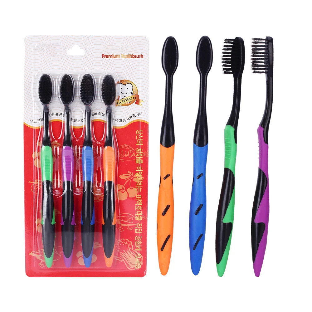 

4Pc/Pack Soft Bamboo Toothbrush Bamboo Charcoal Toothbrush Whitening Dental Brush Teeth Oral Care Tooth Brush