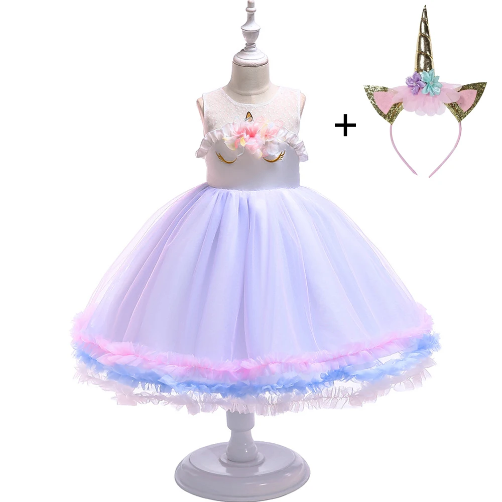 

Unicorn Girls Summer Dress Children's Day Performance Costume Cute Princess Dresses Casual Wedding Dress For Girl Kids Dress