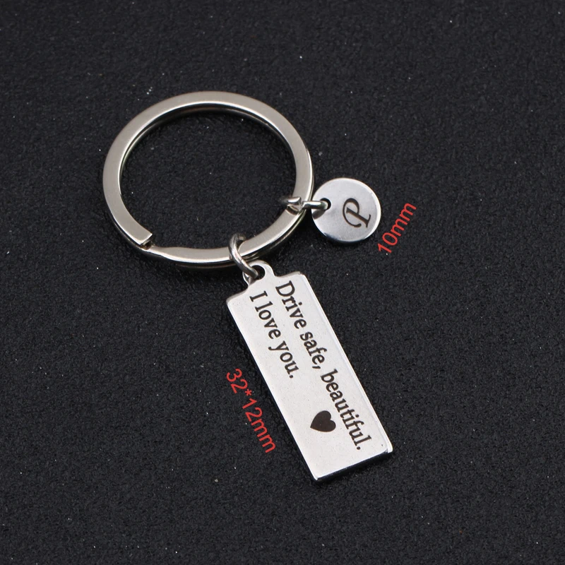 Engraved Drive Safe Beautiful I Love You Keychain Personalized A ~ Z For Boyfriend Girlfriend Couple Gift Driver Holder Key Tag | Украшения