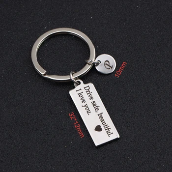 

Engraved Drive Safe Beautiful I Love You Keychain Personalized A ~ Z For Boyfriend Girlfriend Couple Gift Driver Holder Key Tag