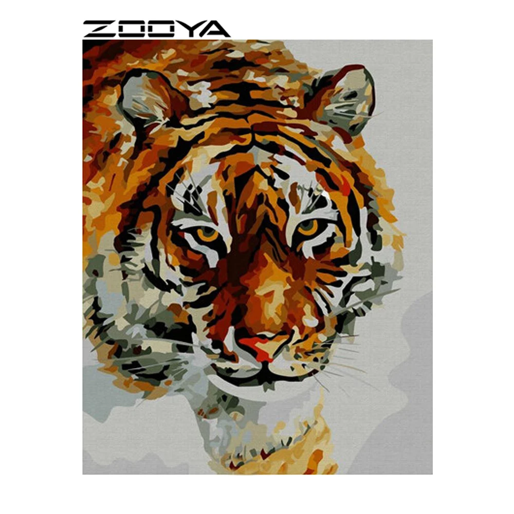 ZOOYA Diamond Painting Animal Tigers Full Embroidery Pattern Rhinestones Decor Set Needlework DIY Mosaic RF795 | Дом и сад