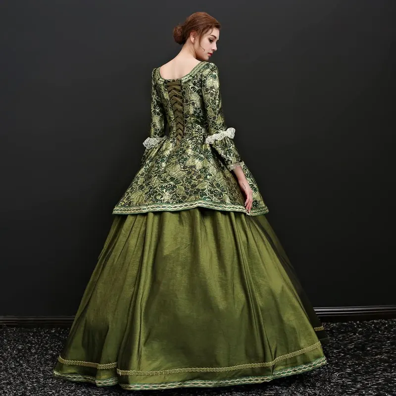Королевский Зеленый с длинным рукавом Викторианский маскарадный бальное платье Marie платье Антуанетты панк винтажное платье в стиле рококо