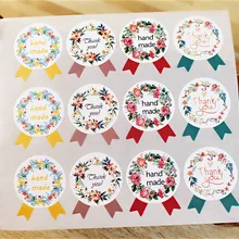 600 шт/партия "ручная работа" декоративные наклейки венок медаль герметизирующий ярлык выпечки пакет торт коробка украшения