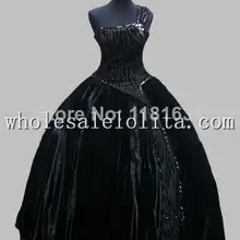 Роскошное черное бальное платье на одно плечо без рукавов в викторианском стиле, Венецианский карнавальный костюм, вечерние платья, платье для косплея