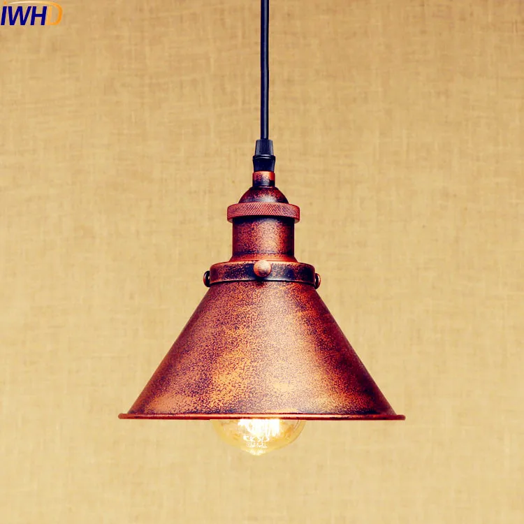 

IWHD Rust Retro Edison LED Pendant Lights Fixtures Bar Coffee Style Loft Industrial Vintage Lamp Rustic Lamparas Colgantes