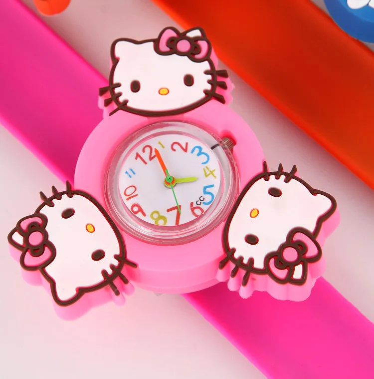 

3D Cartoon Gyro Clock Cute Animal slap watch Children Kids Babies Boys Students Toy Gift Rotate Wrist Watches Minnie hello kitty