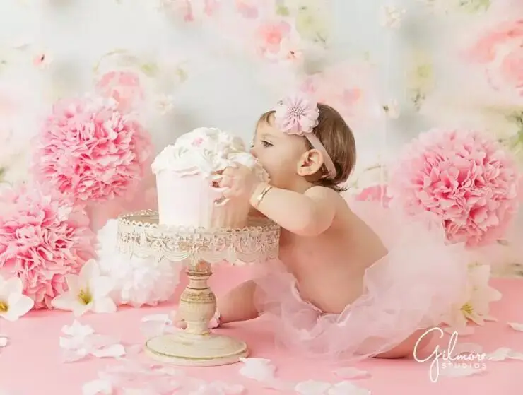 Виниловый фон для фотосъемки с розовыми цветами для маленьких девочек реквизит для фотосессии новорожденных Детский фон для фотосессии на день рождения