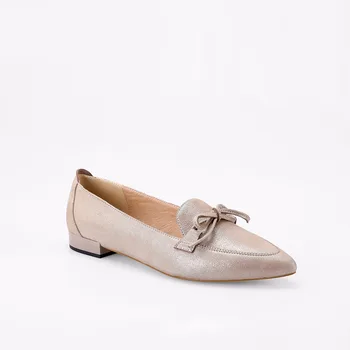 

SOPHITINA Genuine Leather Flats Handmade Sexy Pointed Toe Slip-on Career Women Shoes Basic 2019 Autumn Butterfly-knot Flats P63
