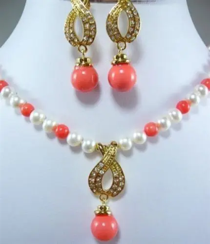 

Charming Pearl&Pink shell pearl necklaces earrings AAA style Fine Noble real Natural free shipping