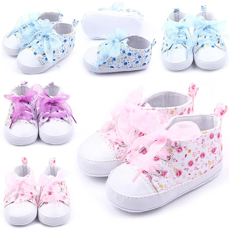 Baby Shoes Girls Cotton Floral Infant Soft Sole Baby First Walker