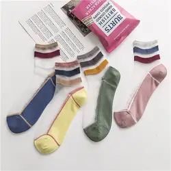 1 пара 2019 весна корейский стиль милые носки горячая распродажа длинные тонкие дышащие повседневные цветные Модные прозрачные носки для