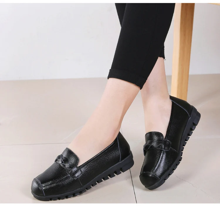 AH 2669-2019 Spring Autumn Women Flat Shoes Genuine Leather Woman Shoe-14