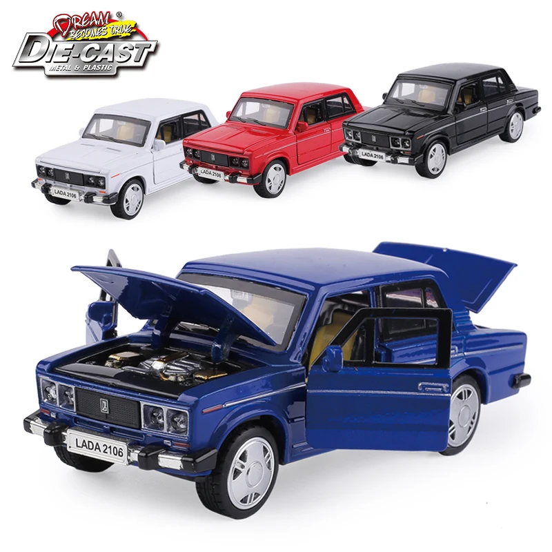 

15CM Russia LADA 2106 Diecast Model Car, Metal Car, Kids Boys Gift Toys With Openable Door/Pull Back Function/Music/Light