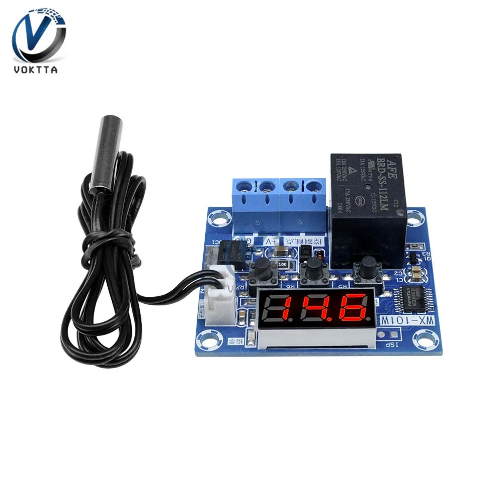 

WX-101W Thermostat Digital Temperature Controller Module with Sensor Probe DC 12v Termometro Humidity Meter Incubator