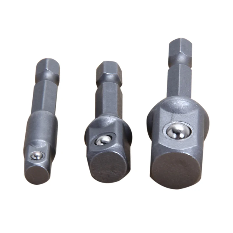 Prcatical 3pcs Socket Adapter Drill Bits Mayitr Hex Shank 1/4" 3/8" 1/2" Impact Driver Tool Steel Extension Drill Bits Hot Sell
