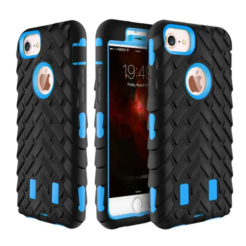

For iPhone 7 / iPhon7 4.7" Case Tire Dual Layer Silicone Hard Plastic Cover Armor Hybrid Protection Plastic Phone Case Cover