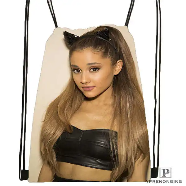 Custom Ariana Grande 01 Drawstring Backpack Bag Cute Daypack Kids Satchel Black Back 31x40cm 20180611 02