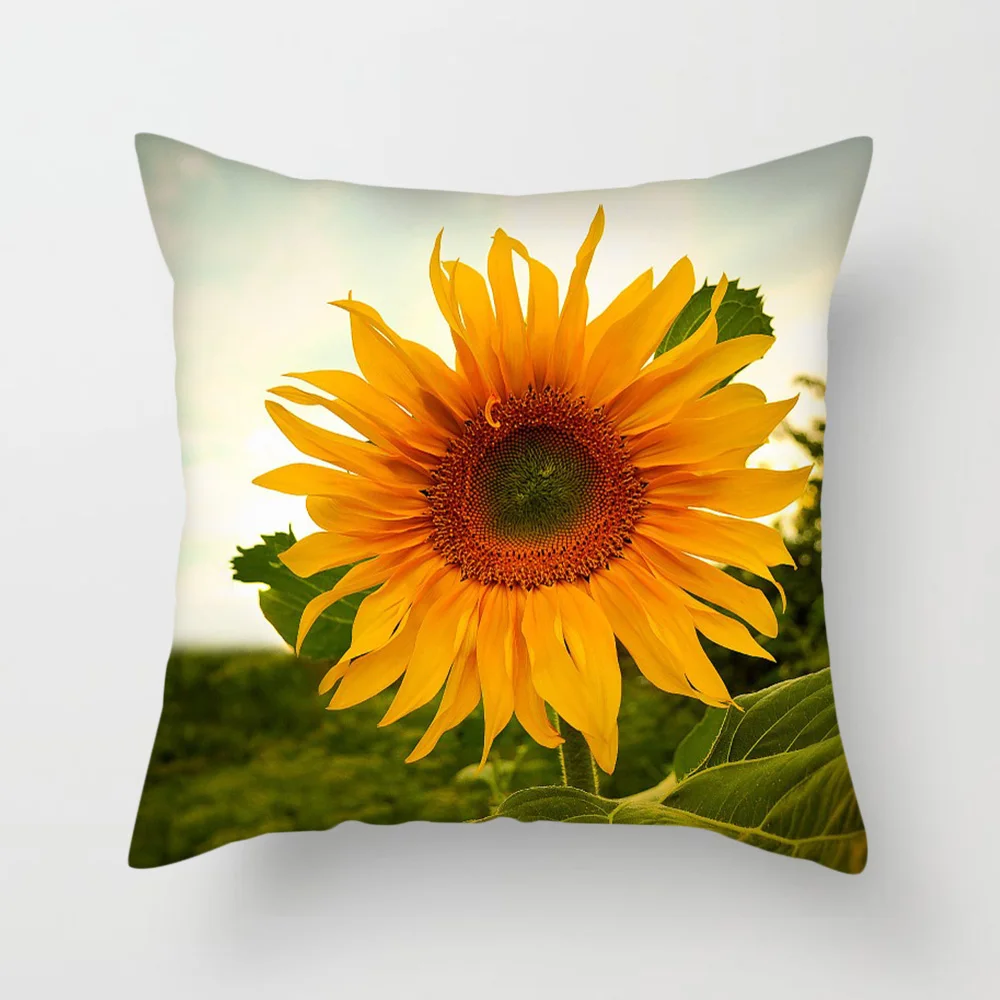 Best Fuwatacchi Sunflower Cushion Cover Pink Yellow Sunflower Pillow Cover for Home Sofa Chair Decoration Plant Floral Pillowcases