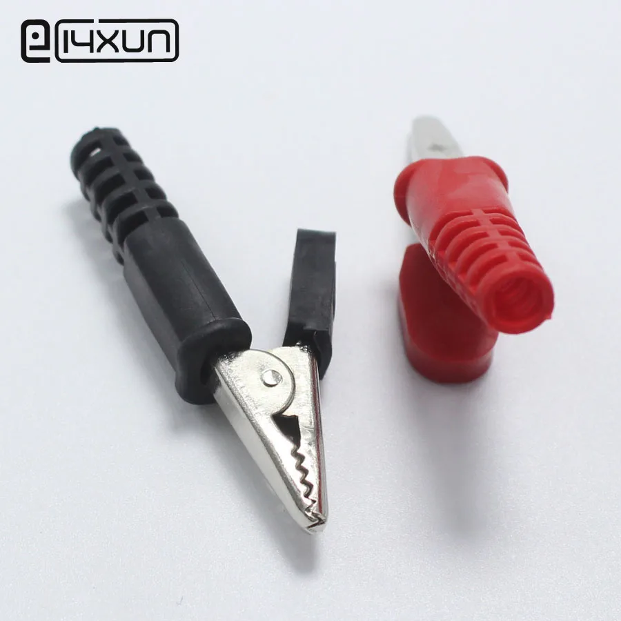 1pair red + black 25A / 1000V DCC Alligator Clip with PVC Case Copper Test Clip Experimental