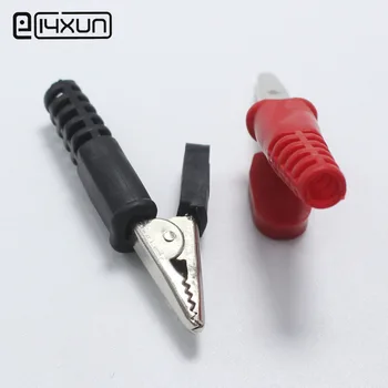 

1pair red + black 25A / 1000V DCC Alligator Clip with PVC Case Copper Test Clip Experimental Clip Claw Open 8MM Length 48mm+32mm