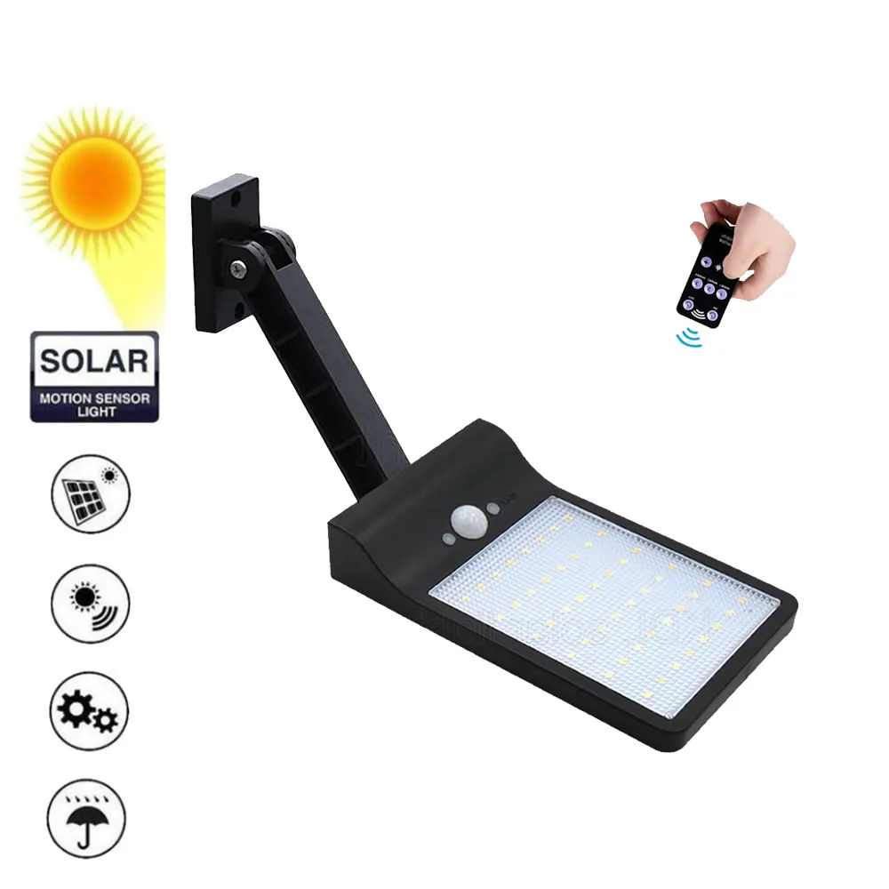 

remote control rotate bracket solar street light 48 LED Lamp With Radar Motion Sensor Highlight Waterproof For Outdoor Lighting