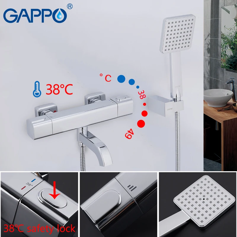 GAPPO Душевая система термостатический смеситель для душа водопад смеситель для ванной комнаты Настенные Смесители для душа дождевой термостат душевой набор