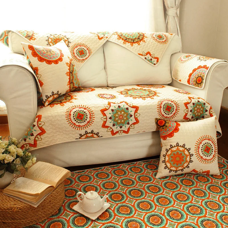 Boho Sun Flower диван крышка хлопчатобумажная ткань мягкого трикотажа Eco-клещ диван Полотенца чехол диване Крышка для Гостиная 1 шт