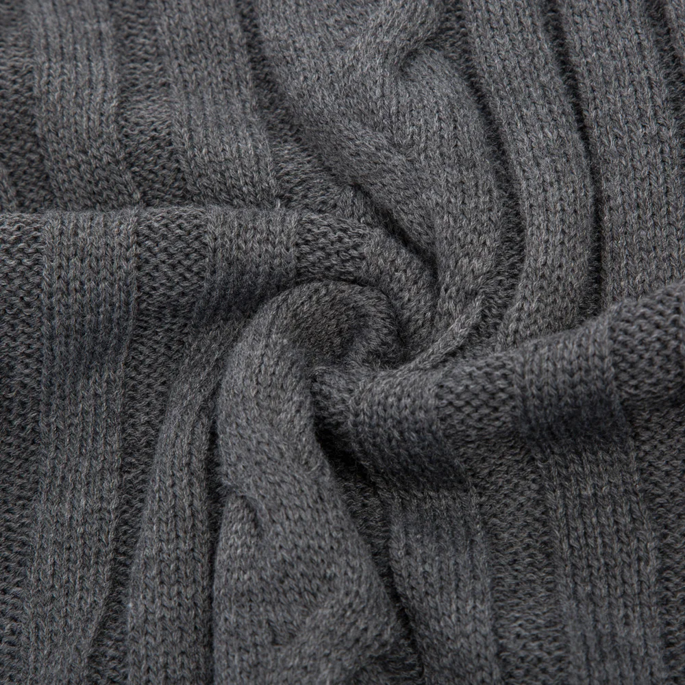 Серый мужской свитер с высоким воротом осенне-зимний теплый однотонный вязаный свитер пуловер с длинными рукавами Повседневный офисный домашний Плотный трикотаж