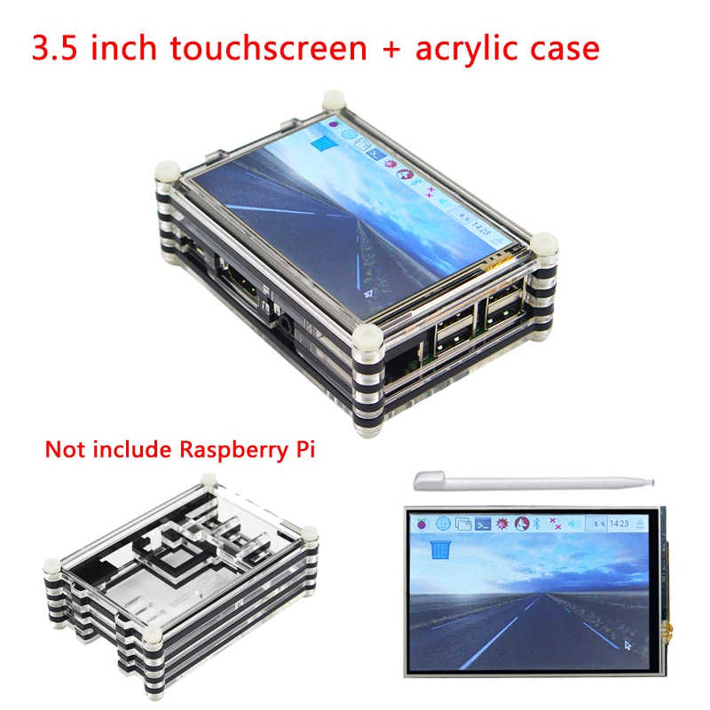 

Raspberry Pi 3 Model B 3.5 Inch Touchscreen 480*320 TFT LCD Display + 9-layer Acrylic Case Box for Raspberry Pi 3 / 2