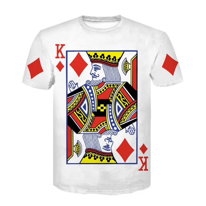 

Summer New Pattern European Trend Man 3d Poker Printing Short Sleeve T Pity D Vogue T-shirt Short Sleeve Casual Male