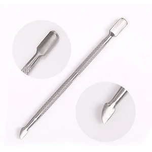 1 шт., толкатель для кутикулы из нержавеющей стали, инструмент для ногтей с двойной головкой, ложка для удаления мозолей, очиститель для ногтей, маникюр, педикюр, инструмент для очистки - изображение