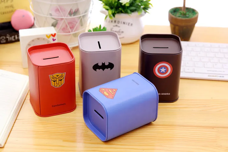 

1PC Creative Colorful 4 Types Tin Cute Piggy Bank Fresh Europe Style metal Iron Money Saving Boxes Gifts For Friends OK 0447