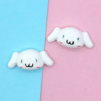 

Wholesale 100pcs 27MM Kawaii Animal Dog Shape White Resin Cabochons DIY Jewelry Ornament Accessories Cute Resin Cameo