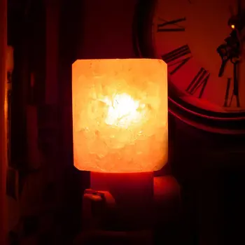 

Mini Hand Carved Natural Crystal Himalayan Salt Lamp Night Light Cylinder-shaped Salt Crystals Lamps 360 Deg Adjustable Plugs